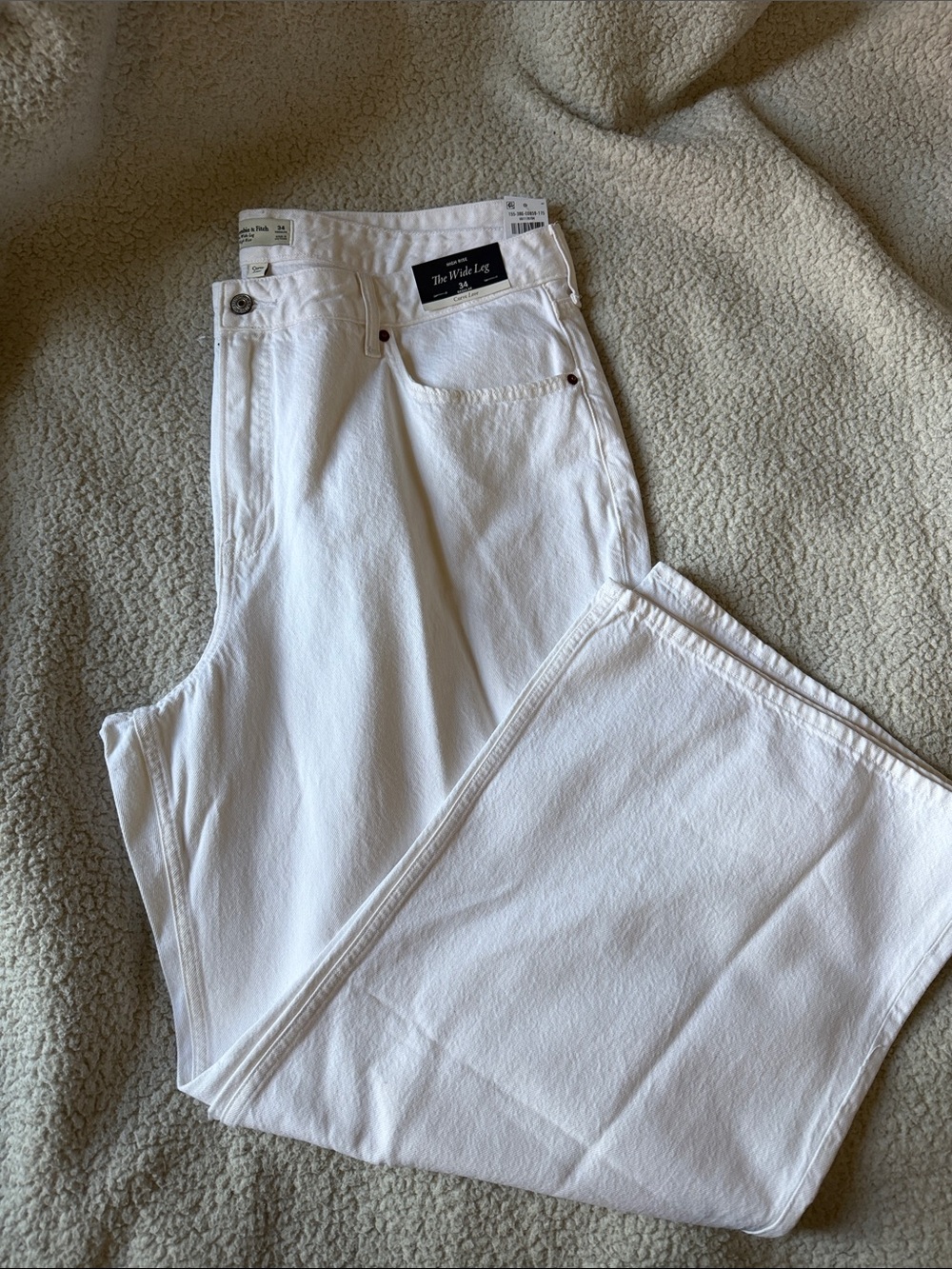 Abercrombie & Fitch White Curve Love Wide-Leg Jeans